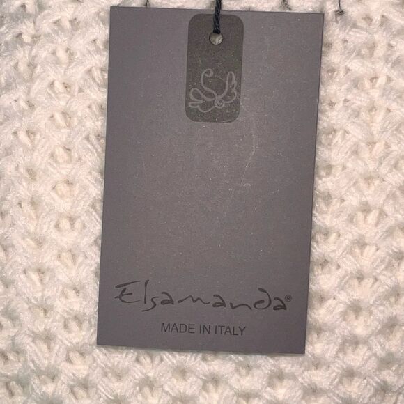 New Elsamanda Fringed Cable Knit Sweater Large Italy Off White Wool Alpaca - Picture 6 of 9